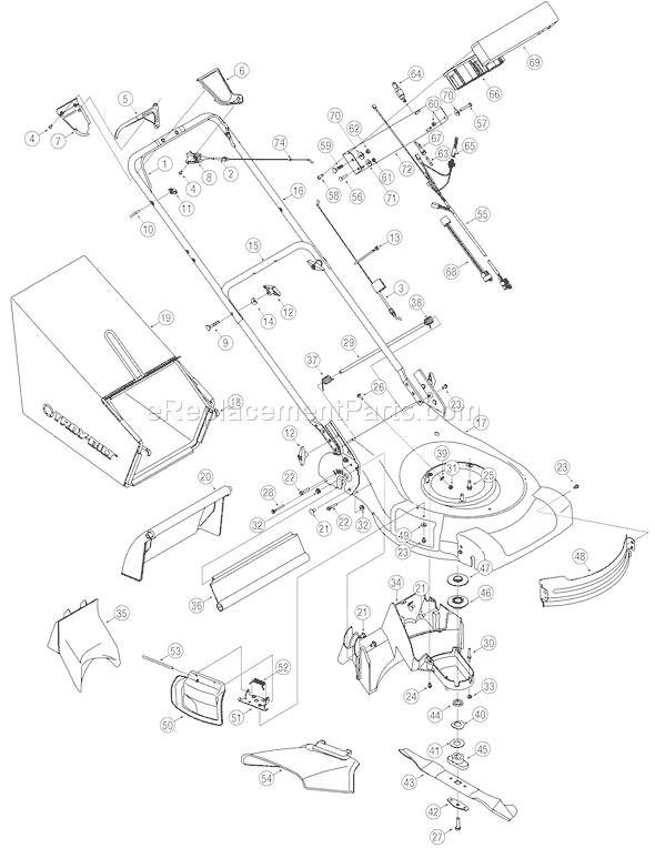 Troy-Bilt 12AG839E766 (2005) Walk-Behind Mower Page B Diagram