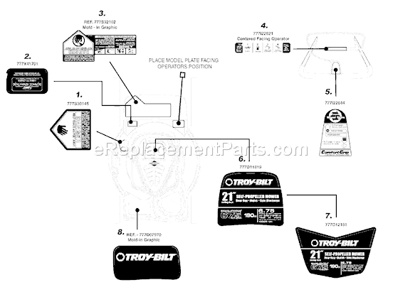 Troy-Bilt 12AV566N211 (2008) Walk-Behind Mower Page C Diagram