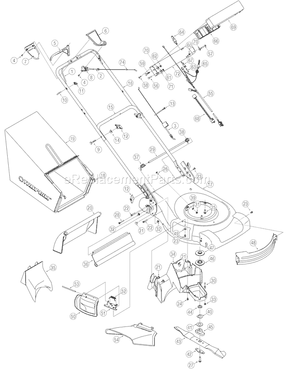 Troy-Bilt 12AV839N711 (2005) Walk-Behind Mower Page B Diagram