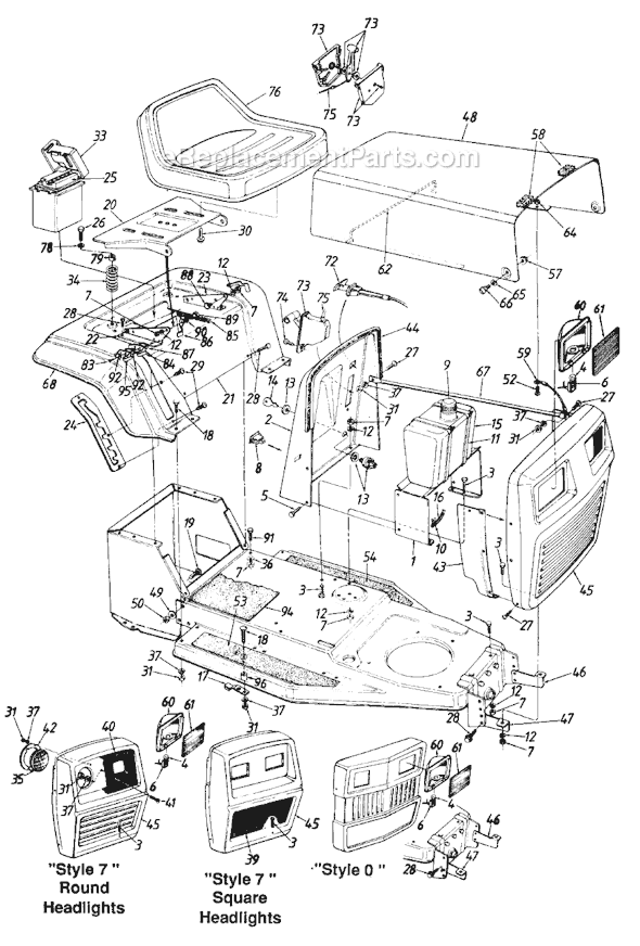 MTD 130-314D000 (1990) Lawn Tractor Page E Diagram