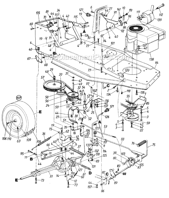 MTD 130-437-000 (Style 7) (1990) Lawn Tractor Page D Diagram