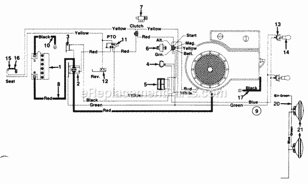 MTD 130-650E023 Lawn Tractor Electrical Diagram