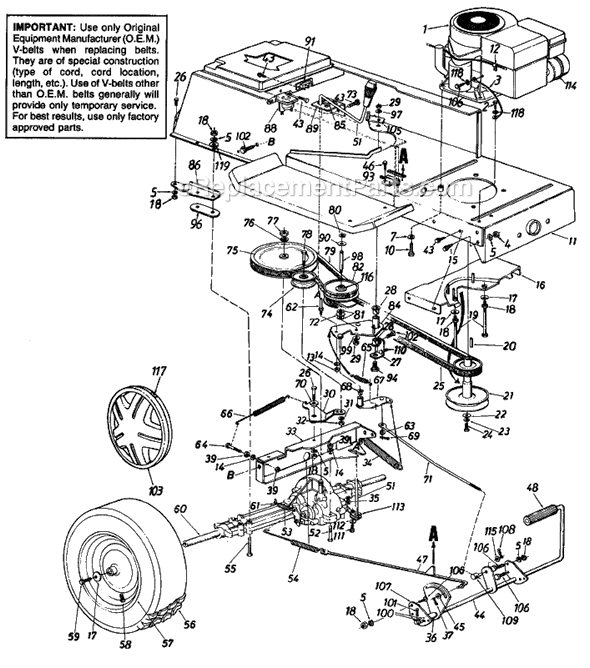 MTD 130-650G754 (1990) Lawn Tractor Page E Diagram