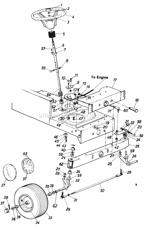 MTD 130-659F000 (1990) Lawn Tractor Steering Diagram