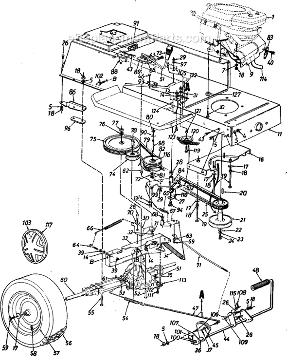 MTD 130-680-000 (1990) Lawn Tractor Page B Diagram