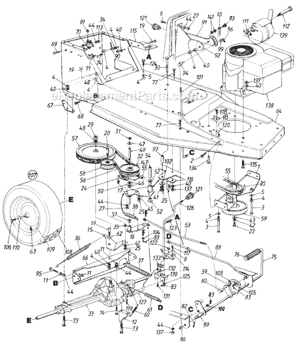 MTD 131-312D229 (1991) Lawn Tractor Page F Diagram