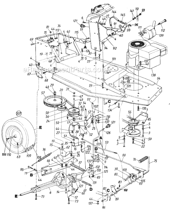 MTD 131-433-000 (1991) Lawn Tractor Page F Diagram