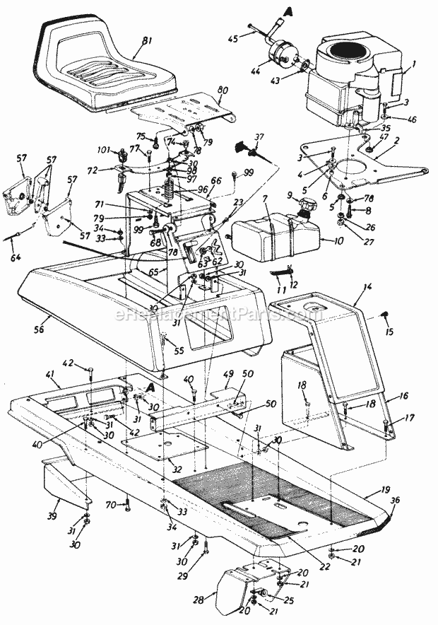 MTD 131-524-000 (1991) Lawn Mower Page B Diagram