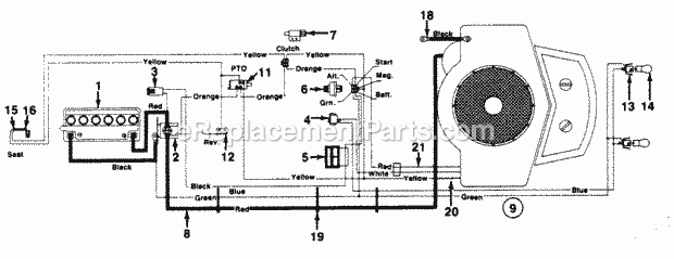 MTD 131-673G009 (1991) Lawn Tractor Electrical_Twin_Cylinder Diagram