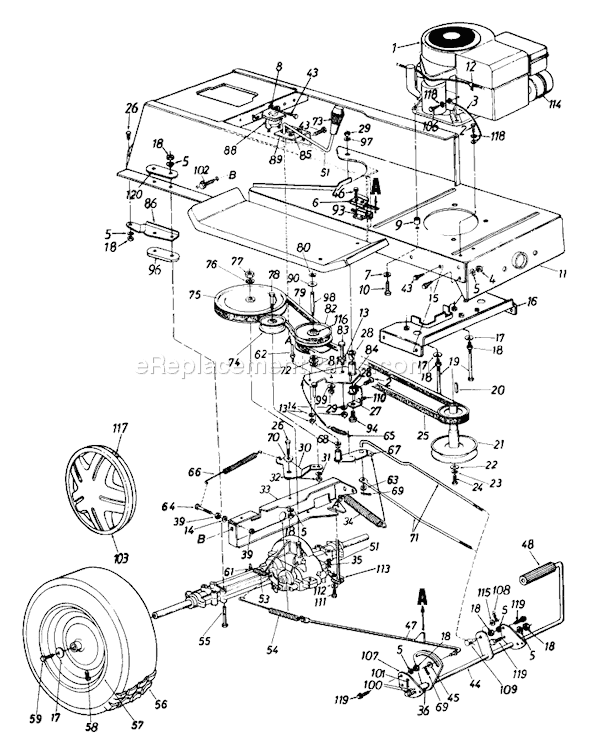 MTD 132-652F736 (1992) Lawn Tractor Page D Diagram