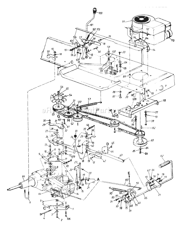 MTD 132-719-000 (Style 0) (1992) Lawn Tractor Page J Diagram