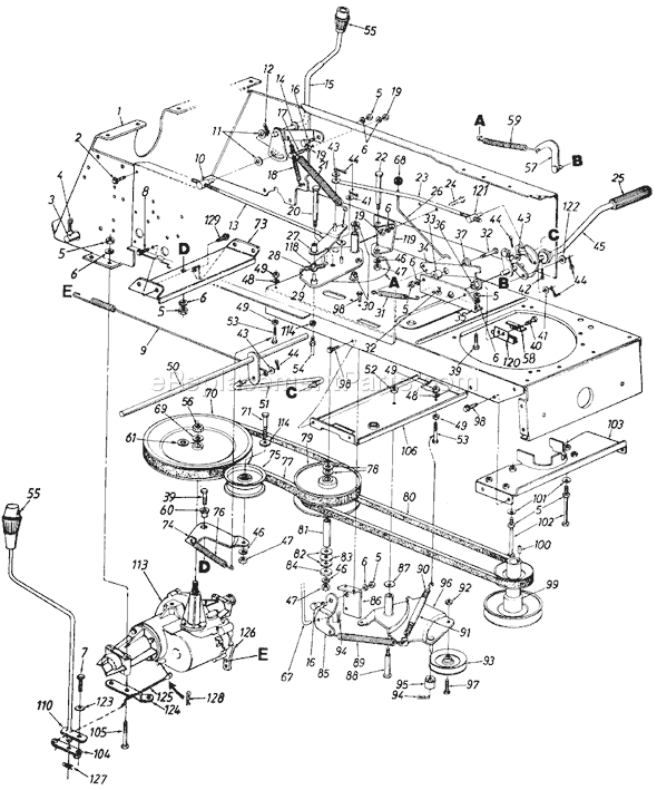 MTD 132-809H103 (1992) Lawn Tractor Page E Diagram