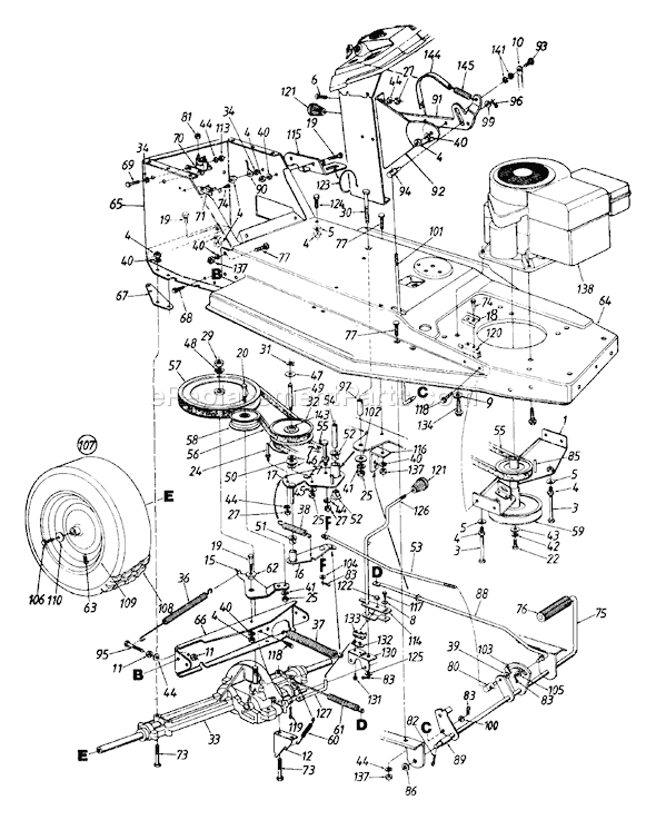 MTD 133E450F000 (1993) Lawn Tractor Page F Diagram