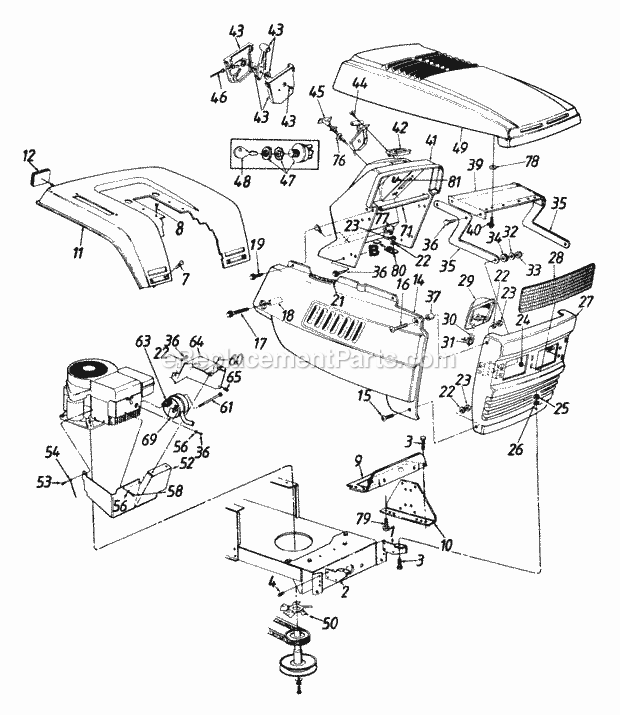 MTD 133G699G000 (1993) Lawn Tractor Hood_Style_9 Diagram