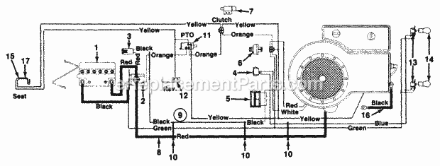 MTD 133H660F136 (1993) Lawn Tractor ElectricalSwitches Diagram