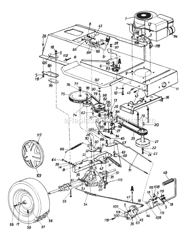 MTD 133H671F720 (1993) Lawn Tractor Page D Diagram