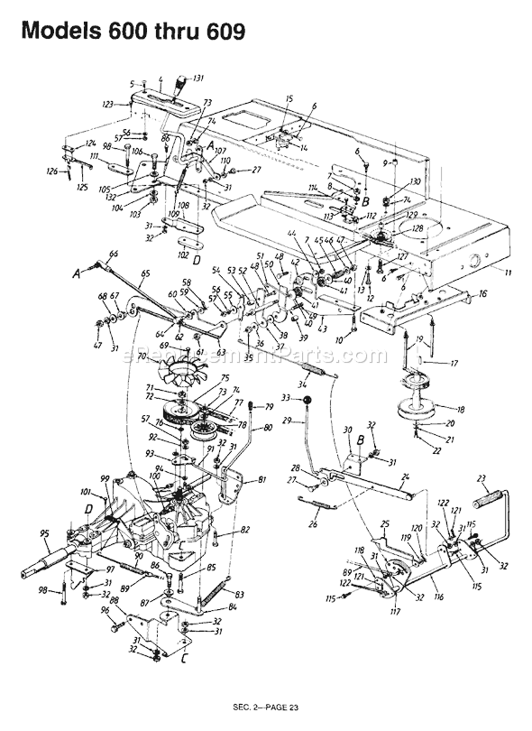 MTD 133I600F000 (1993) Lawn Tractor Page F Diagram