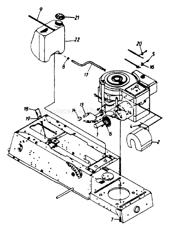 MTD 133K694G401 (1993) Lawn Tractor Engine, External Diagram