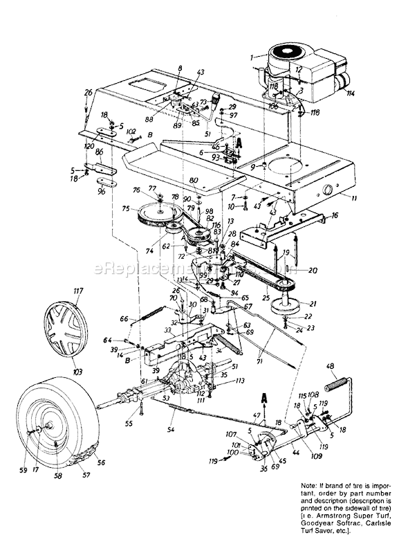 MTD 133L670F084 (1993) Lawn Tractor Page D Diagram