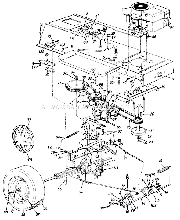 MTD 134L667G192 (1994) Lawn Tractor Page J Diagram