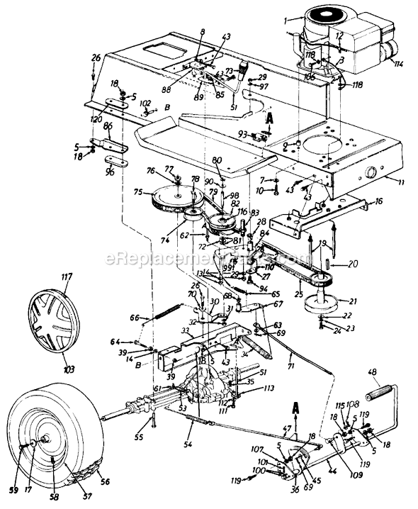 MTD 134L670G000 (1994) Lawn Tractor Page J Diagram