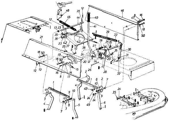 MTD 135V694H401 (1995) Lawn Tractor Deck Lift & Hanger Assembly Diagram