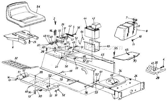 MTD 135V694H401 (1995) Lawn Tractor Seat/Battery/Fuel Tank/Frame Diagram