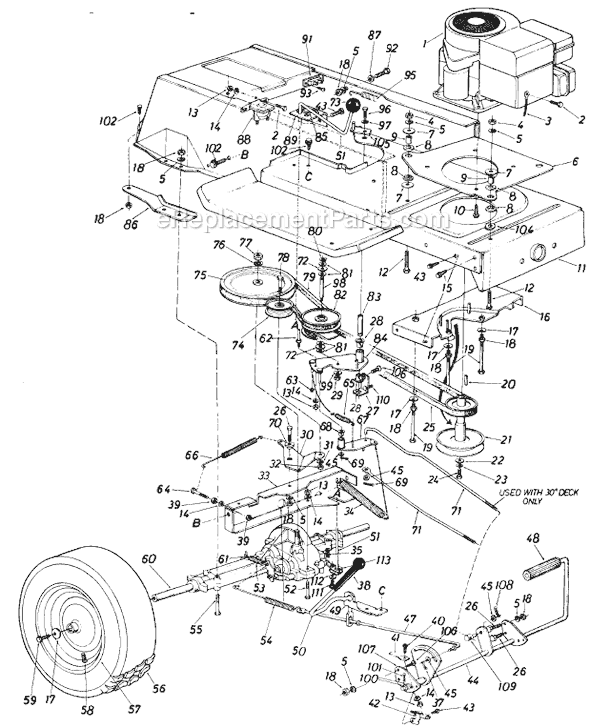 MTD 136-627-118 (1986) Lawn Tractor Page F Diagram