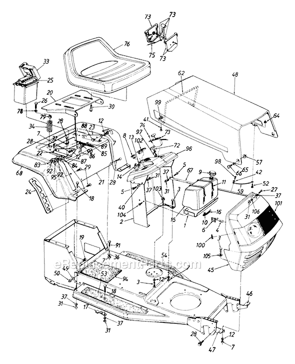 MTD 136H451F062 (1996) Lawn Tractor Page D Diagram