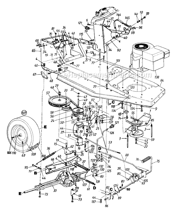 MTD 136HE451F062 (90709) (1996) Lawn Tractor Page G Diagram