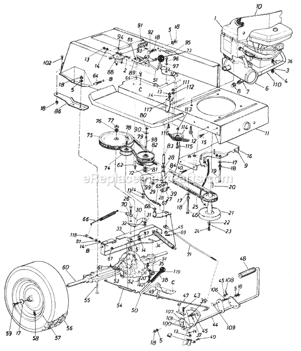 MTD 137-572-372 (1987) Lawn Tractor Page B Diagram