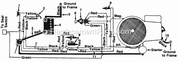 MTD 137-622-000 (1987) Lawn Tractor Electrical_Without_Headlights Diagram
