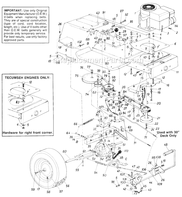 MTD 139-644-000 (1989) Lawn Tractor Page B Diagram