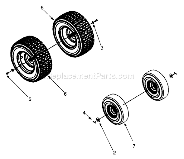 MTD 13A-325-401 (1999) Lawn Tractor Wheel Assembly Diagram