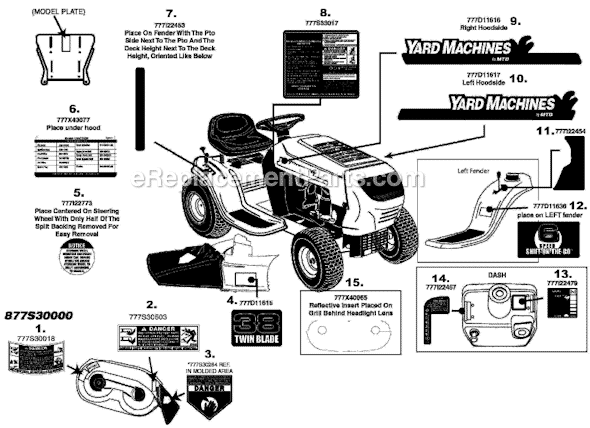 MTD 13AC762F098 Lawn Tractor Page E Diagram