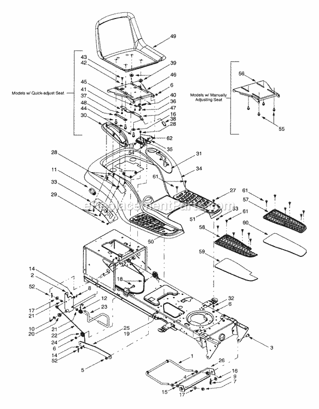 MTD 13AK608G013 (2001) Lawn Tractor Fender_And_Seat Diagram