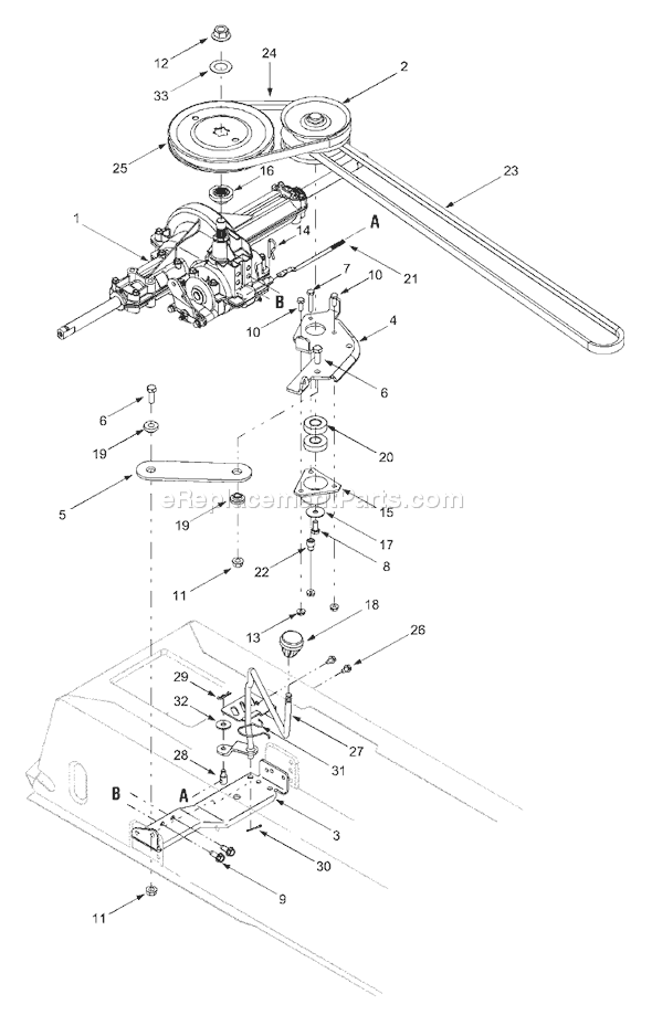 MTD 13AM662F163 (2003) Lawn Tractor Drive & Transmission Diagram