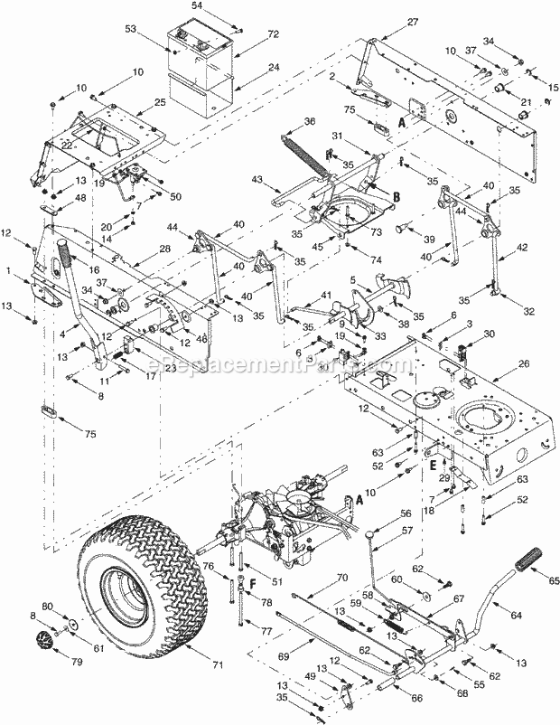 MTD 13AN690G352 (2003) Lawn Tractor Controls_Battery Diagram