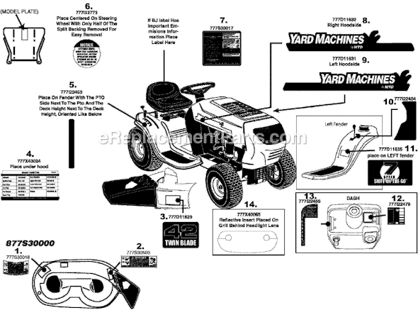 MTD 13AN772G722 Lawn Tractor Page E Diagram