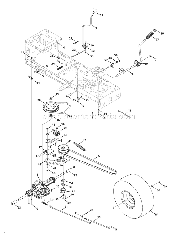MTD 13AN772G055 (2009) Lawn Tractor Transmission Drive Assembly Diagram