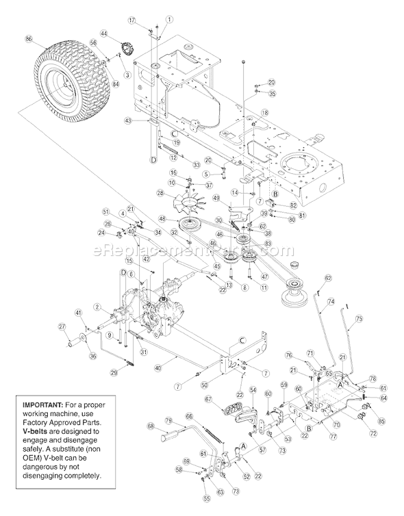 MTD 13AP615P755 (2005) Lawn Tractor Drive Diagram