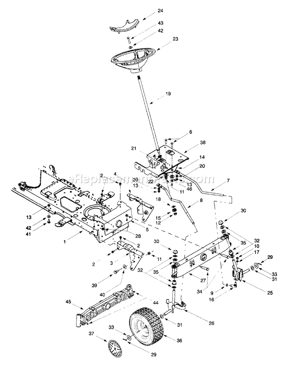 MTD 13AT604G401 (1999) Lawn Tractor Frame/Axle, Front/Steering Assembly Diagram