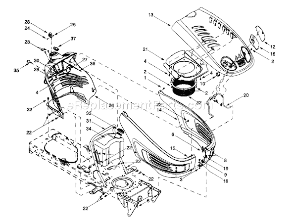 MTD 13AT604G401 (1999) Lawn Tractor Hood Style/Fuel Tank Diagram