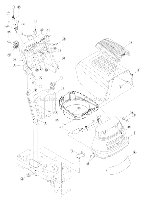 MTD 13AU615P755 (2005) Lawn Tractor Hood Diagram