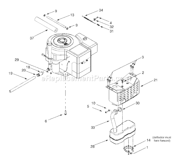 MTD 13AX604H401 (2000) Lawn Tractor Muffler/Engine Accessories Kohler Single Diagram