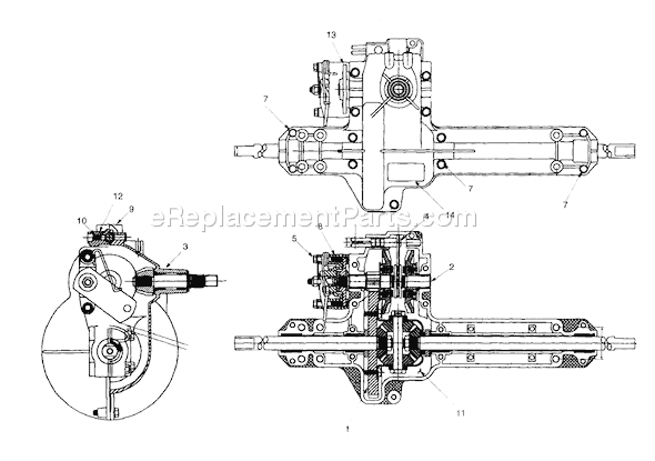 MTD 13B-325-401 (1999) Lawn Tractor Single Speed Transmission Diagram