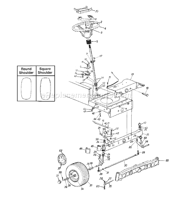 MTD 13BX694G401 (1998) Lawn Tractor Wheels, Front/Axle, Front/Steering Assembly Diagram