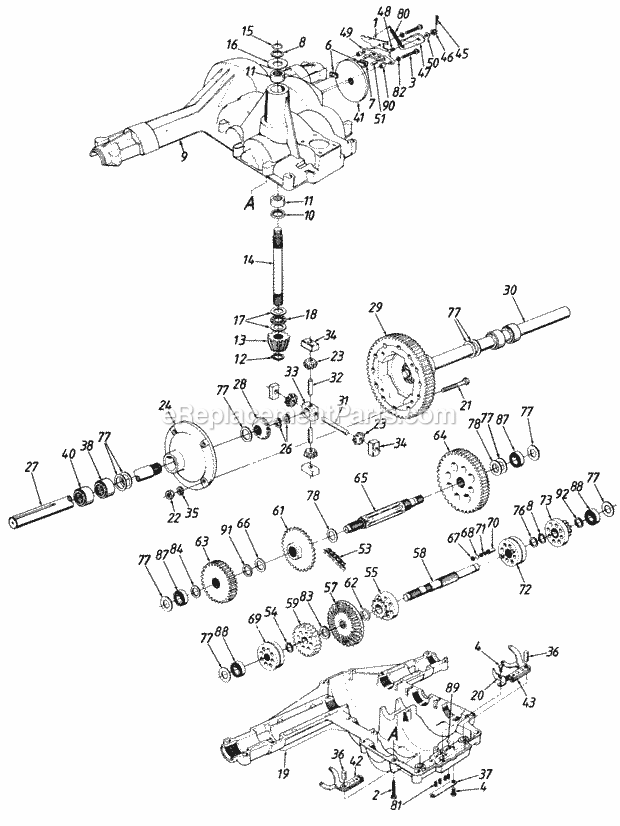 MTD 140-840H000 (1990) Lawn Tractor Transaxle Diagram