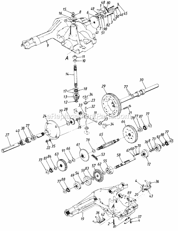 MTD 141-841-000 (1991) Lawn Tractor Transaxle Diagram