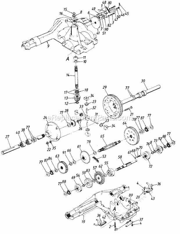 MTD 141-847-000 (1991) Lawn Tractor Transaxle Diagram